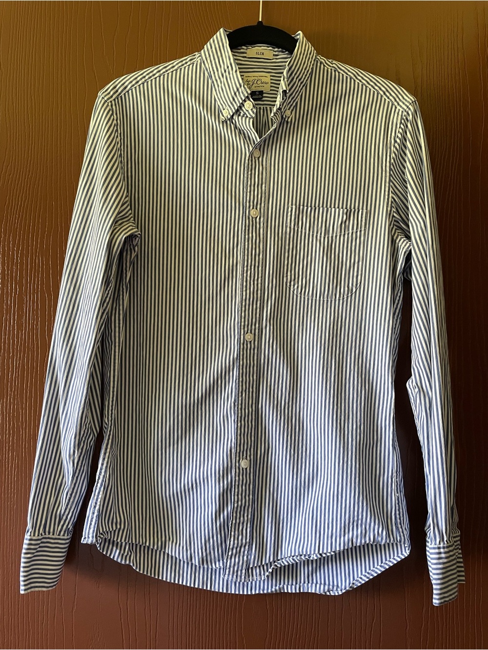 J. Crew Blue and White Striped Button-Down Shirt